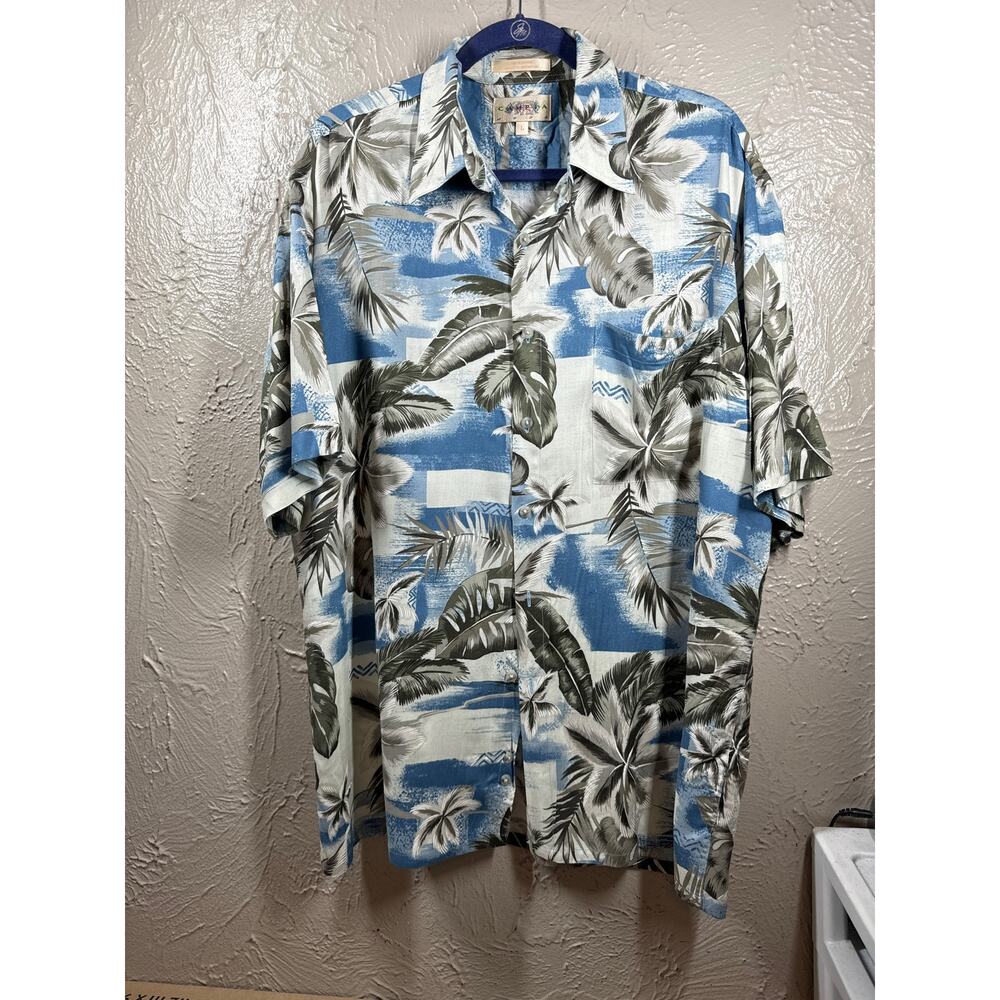 Campia‎ Moda Mens Short Sleeve Hawaiian Tropical Print Button Shirt Size Large